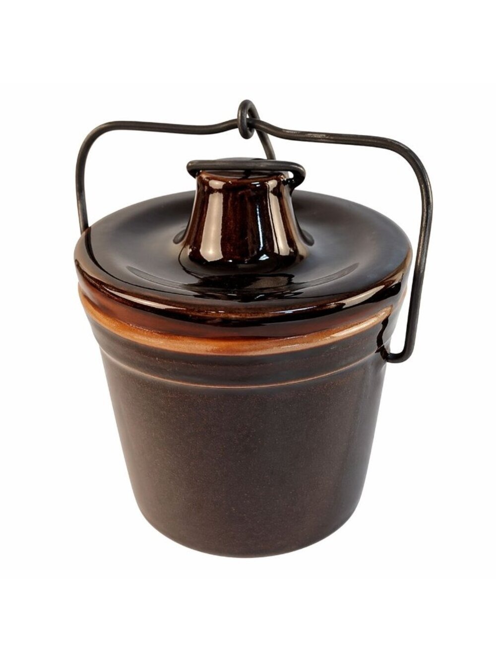 Vintage USA Stoneware Crock Brown Glaze 1970s
